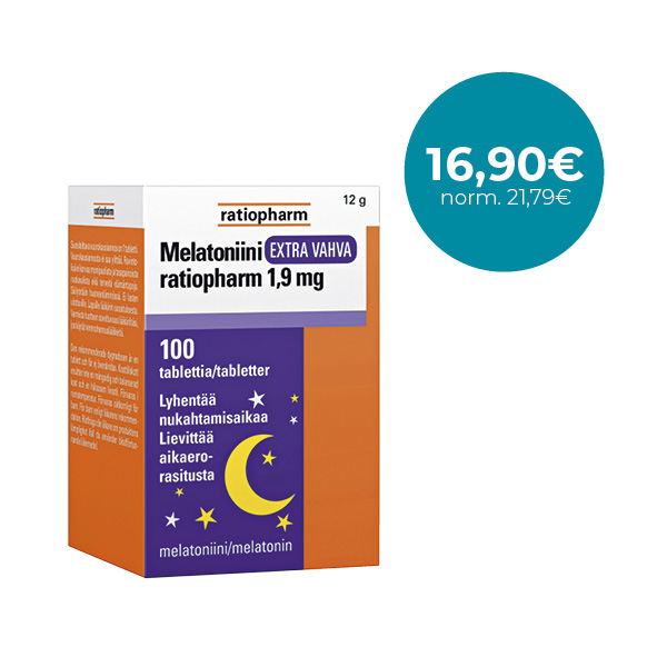 Melatoniini Extra Vahva 1,9 mg 100 tabl. Unen tuloa helpottamaan / Hjälp att somna