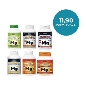 Multivita Magnesiumsitraatti 150 mg 90 tabl. tai/eller 175 mg 80 tabl. Liikkujan lihaksille / För motionärens muskler
