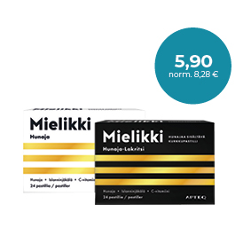 Mielikki Kurkupastilli Hunaja tai Hunaja-Lakritsi 24 kpl Kurkun kutinaan / Mot kittlande hals