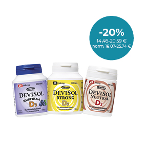Devisol D-vit. 200 tabl. 20 & 50 mcg Muista tärkeä D / Kom ihåg viktiga D