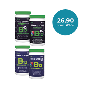 Beko Strong B12 1 mg 150 tabl. tai / eller 1,5 mg 120 tabl. Muistin tueksi / Stöd för minnet