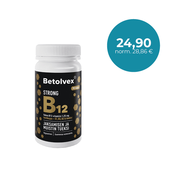 Betolvex Strong B12 1,25 mg 90 kaps. Muistin ja jaksamisen tueksi / Stöd för minne och ork