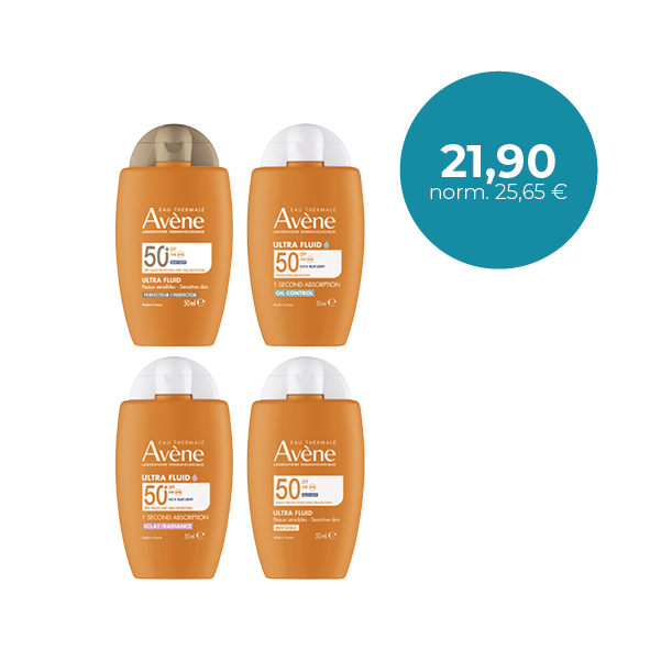 Avène Sun Ultra Fluid SPF 50 tai/eller 50+, 50 ml Nopeasti imeytyvä aurinkovoide / Snabbabsorberande solkräm